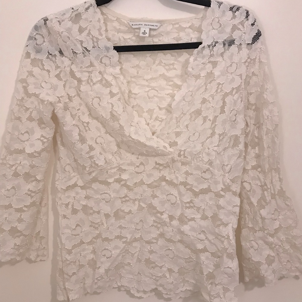 Cream lace banana republic blouse